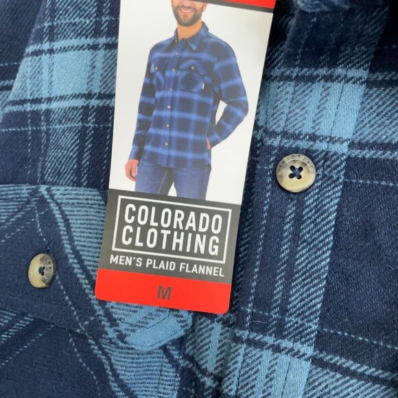 NEW Colorado Clothing Men's M Blue Plaid Flannel Shirt Long Sleeve Button-Up - Picture 6 of 9
